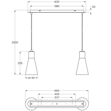 Fabas 2753/46/138 - Candelabro num fio DIANA 2xE27/60W/230V
