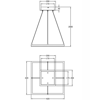 Fabas Luce 3394-40-225 - Candelabro suspenso LED com regulação BARD LED/39W/230V dourada