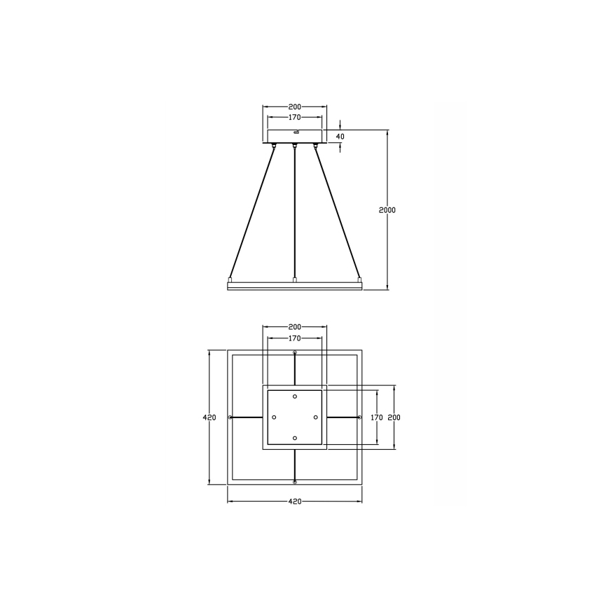 Fabas Luce 3394-40-225 - Candelabro suspenso LED com regulação BARD LED/39W/230V dourada