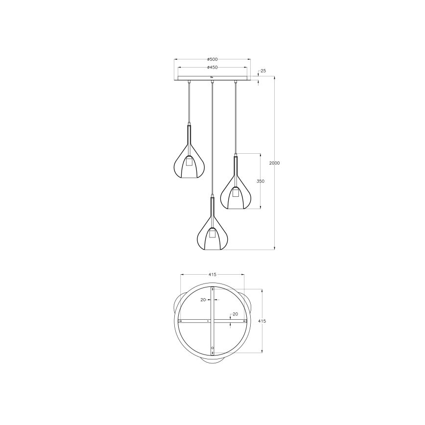 Fabas Luce 3481-47-297 - Candelabro suspenso LILA 3xE27/40W/230V dourada/cinzento/transparente