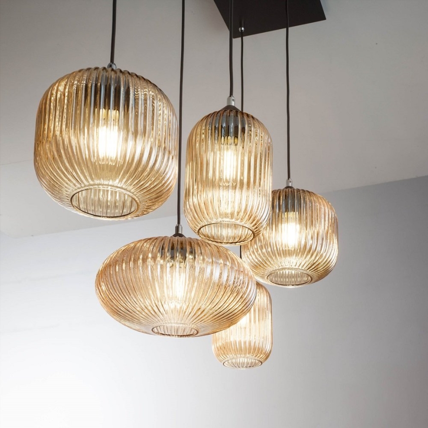 Fabas Luce 3627-48-125 - Candelabro suspenso GILLIS 5xE27/40W/230V dourada/preto