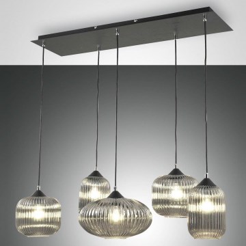Fabas Luce 3627-48-126 - Candelabro suspenso GILLIS 5xE27/40W/230V cinzento/preto
