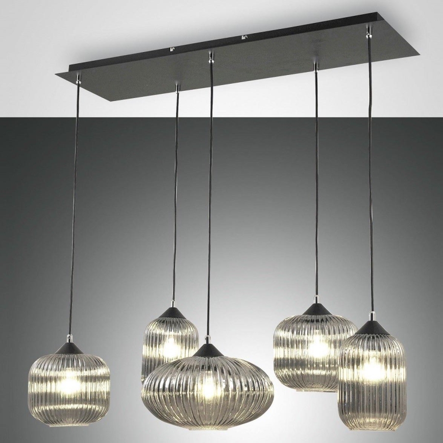 Fabas Luce 3627-48-126 - Candelabro suspenso GILLIS 5xE27/40W/230V cinzento/preto