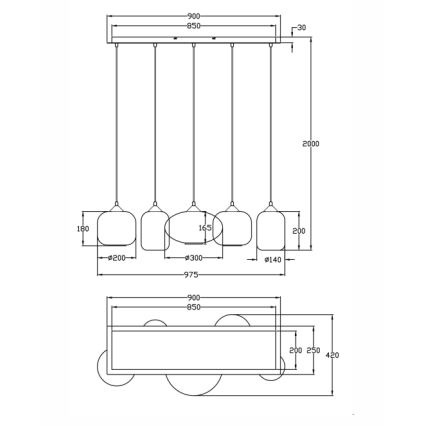 Fabas Luce 3627-48-126 - Candelabro suspenso GILLIS 5xE27/40W/230V cinzento/preto