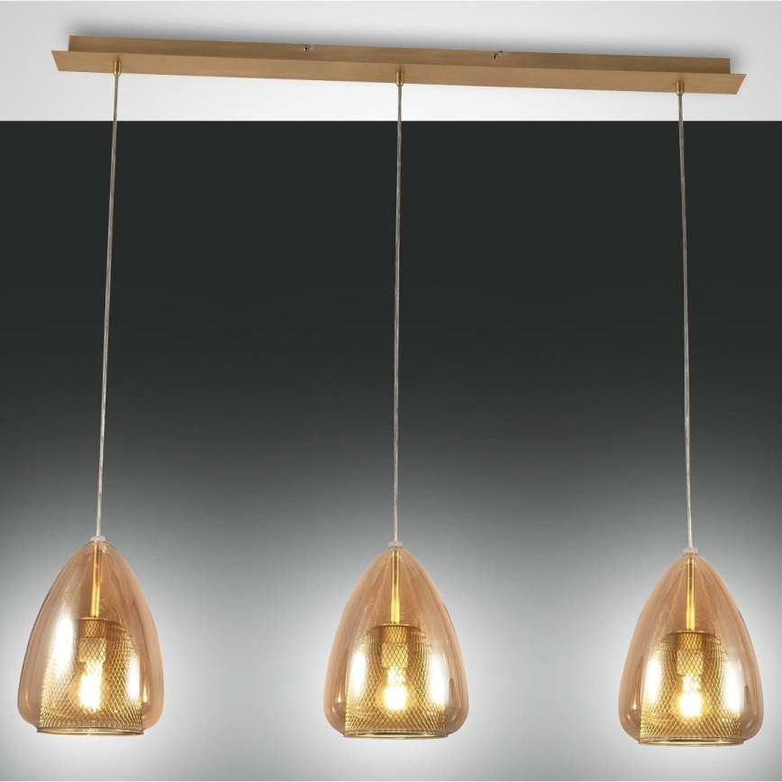 Fabas Luce 3673-48-125 - Candelabro suspenso BRITTON 3xE27/40W/230V dourada