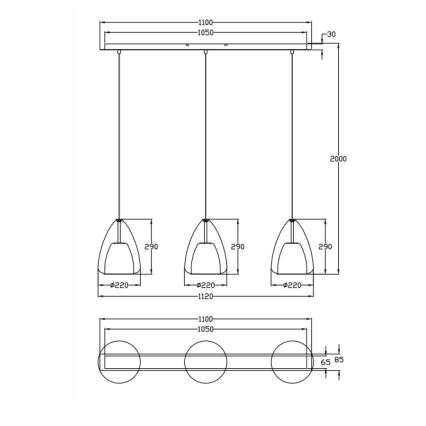 Fabas Luce 3673-48-125 - Candelabro suspenso BRITTON 3xE27/40W/230V dourada