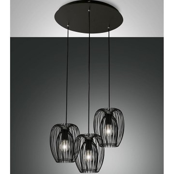 Fabas Luce 3677-47-101 - Candelabro suspenso CAMP 3xE27/40W/230V preto