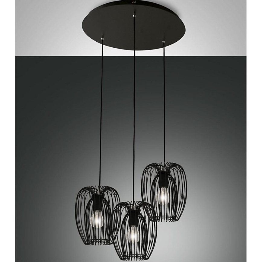 Fabas Luce 3677-47-101 - Candelabro suspenso CAMP 3xE27/40W/230V preto