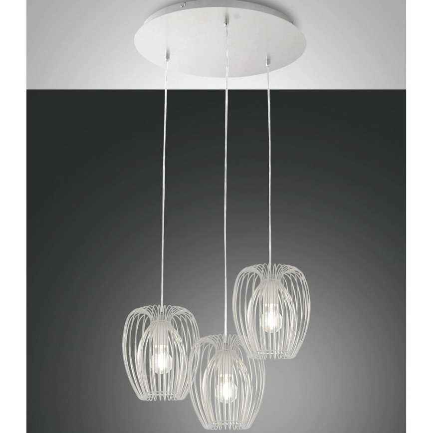 Fabas Luce 3677-47-102 - Candelabro suspenso CAMP 3xE27/40W/230V branco