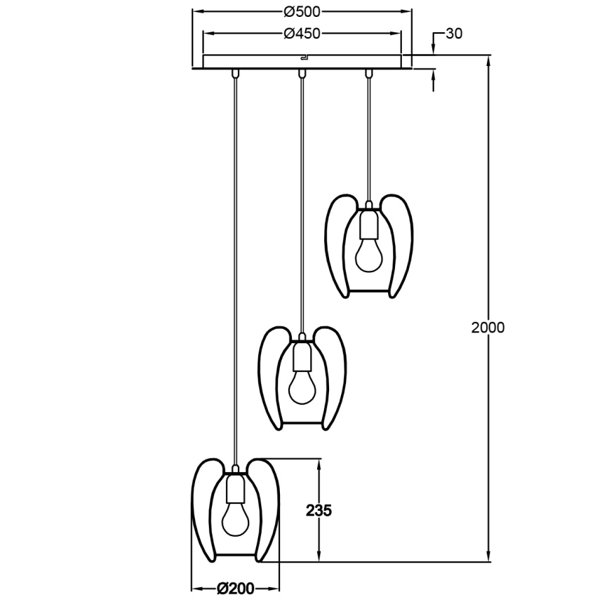 Fabas Luce 3677-47-102 - Candelabro suspenso CAMP 3xE27/40W/230V branco
