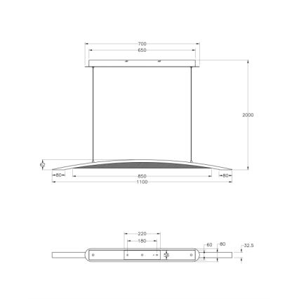 Fabas Luce 3697-40-102 - Candelabro suspenso LED com regulação CORDOBA LED/36W/230V branco/madeira