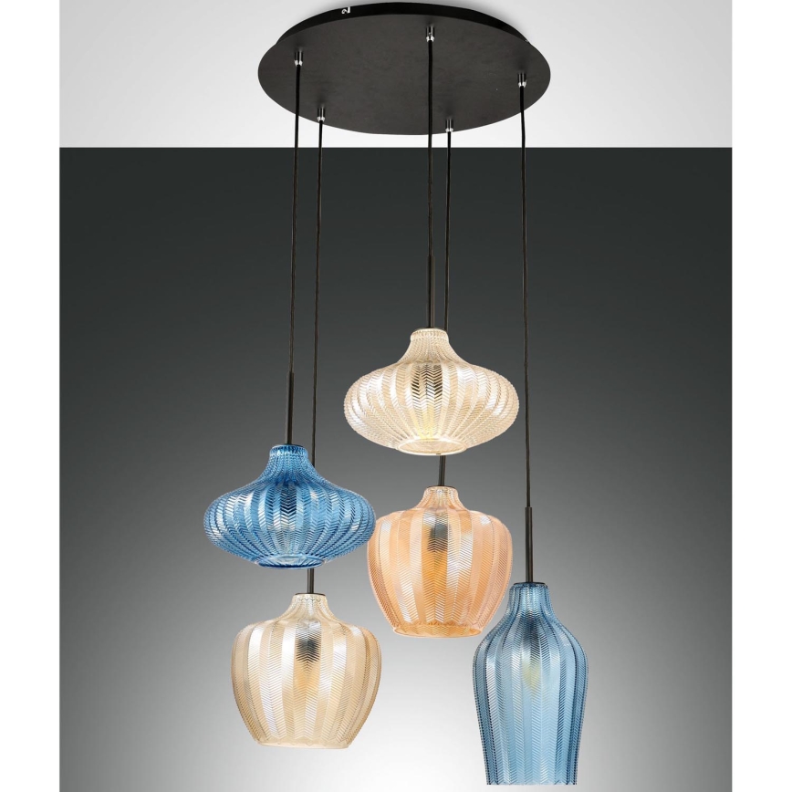 Fabas Luce 3725-49-363 - Candelabro suspenso OLBIA 5xE27/40W/230V