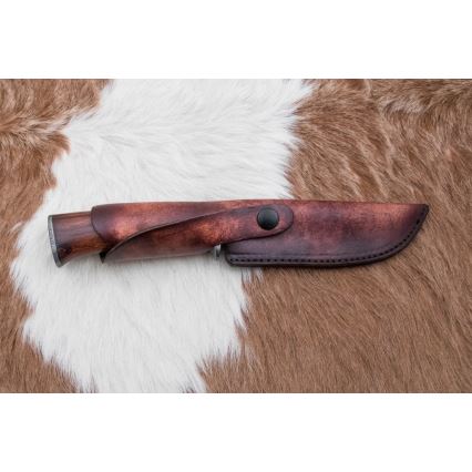 Faca de caça em damasco 13,8 cm ironwood/osso de búfalo