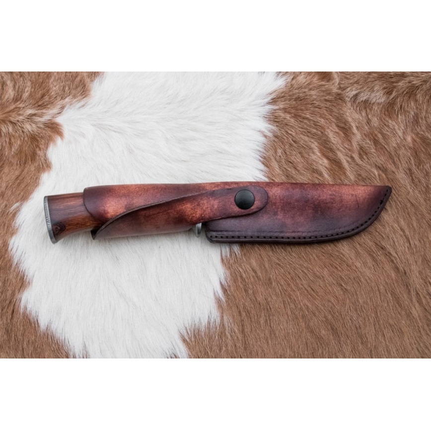 Faca de caça em damasco 13,8 cm ironwood/osso de búfalo