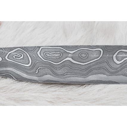Faca de caça em damasco 13,8 cm ironwood/osso de búfalo