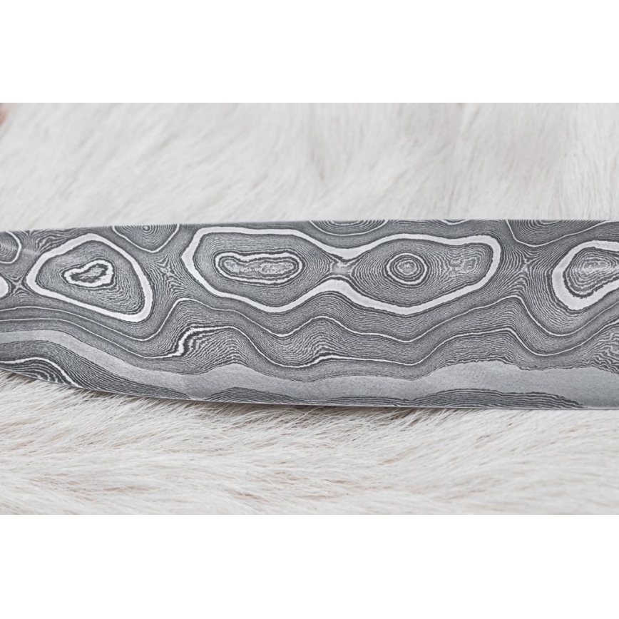 Faca de caça em damasco 13,8 cm ironwood/osso de búfalo
