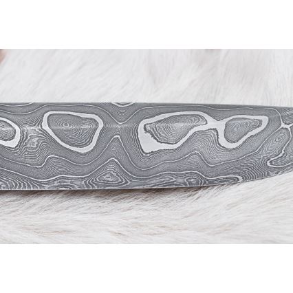 Faca de caça em damasco 13,8 cm ironwood/osso de búfalo