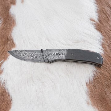 Faca de Damasco dobrável exclusiva de 8 cm osso de mamute