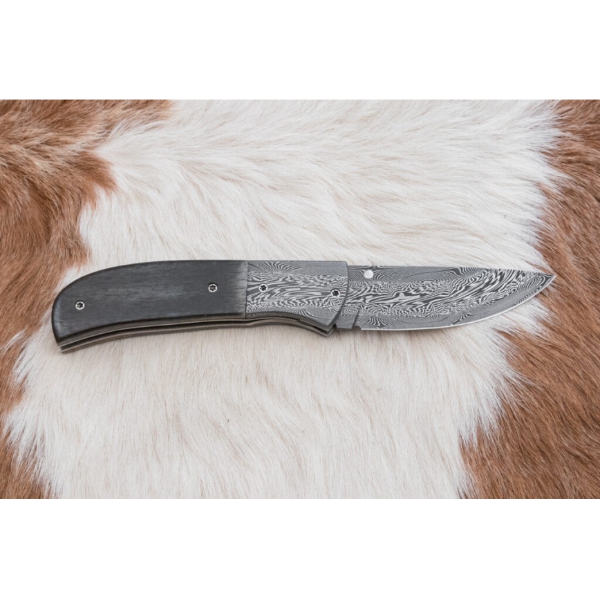 Faca de Damasco dobrável exclusiva de 8 cm osso de mamute