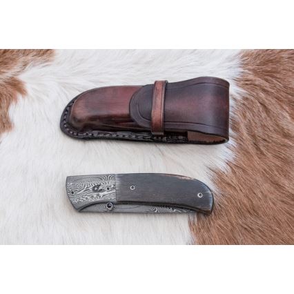Faca de Damasco dobrável exclusiva de 8 cm osso de mamute
