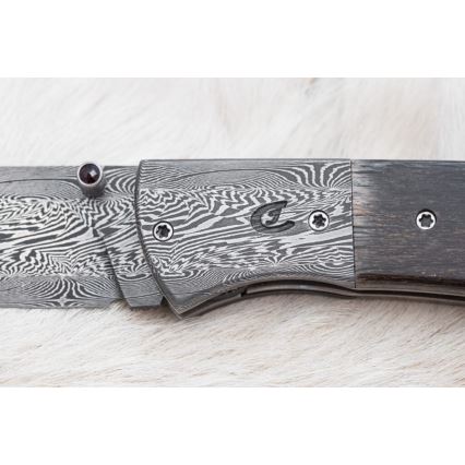 Faca de Damasco dobrável exclusiva de 8 cm osso de mamute