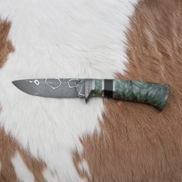 Faca de Damasco exclusiva 11,6 cm ácer/ébano
