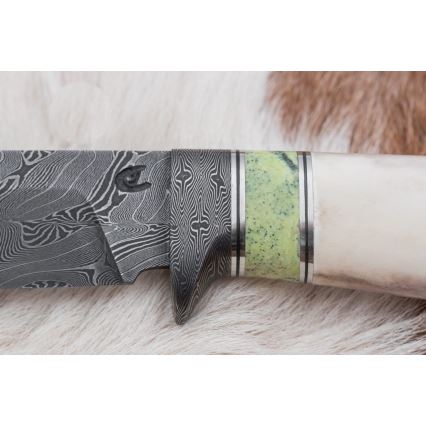 Faca de Damasco exclusiva 13 cm serpentinito/chifre de rena