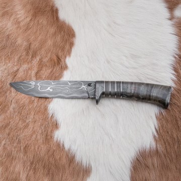 Faca de Damasco exclusiva 14 cm cinza
