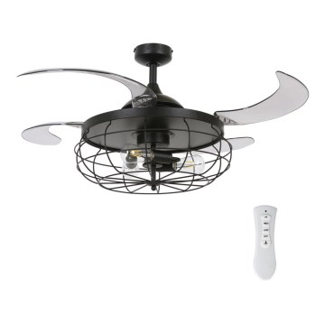 FANAWAY 212920 - Ventoinha de teto LED INDUSTRI 3xE27/4W/230V preto + comando