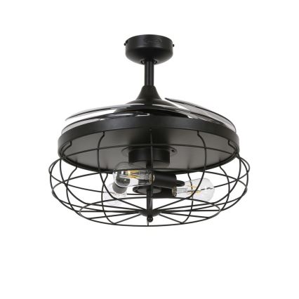 FANAWAY 212920 - Ventoinha de teto LED INDUSTRI 3xE27/4W/230V preto + comando