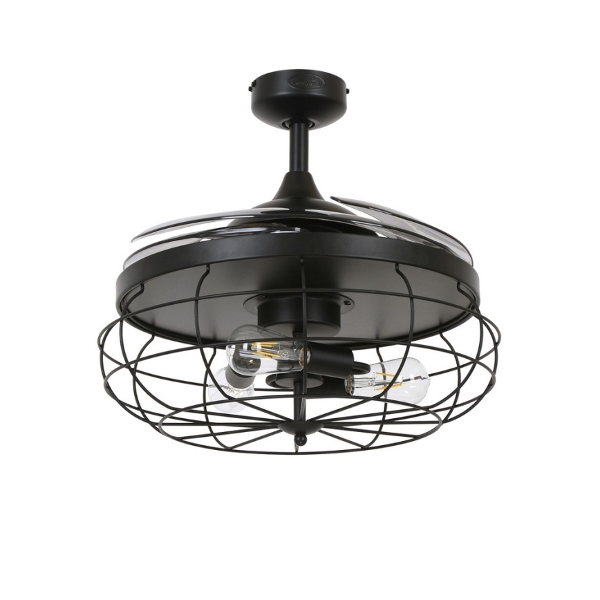 FANAWAY 212920 - Ventoinha de teto LED INDUSTRI 3xE27/4W/230V preto + comando
