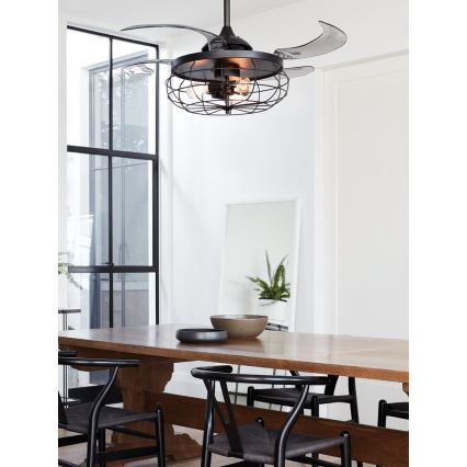FANAWAY 212920 - Ventoinha de teto LED INDUSTRI 3xE27/4W/230V preto + comando