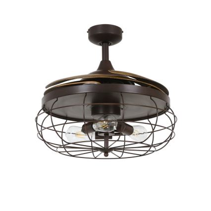 FANAWAY 212921 - Ventoinha de teto LED INDUSTRI 3xE27/4W/230V castanho + comando