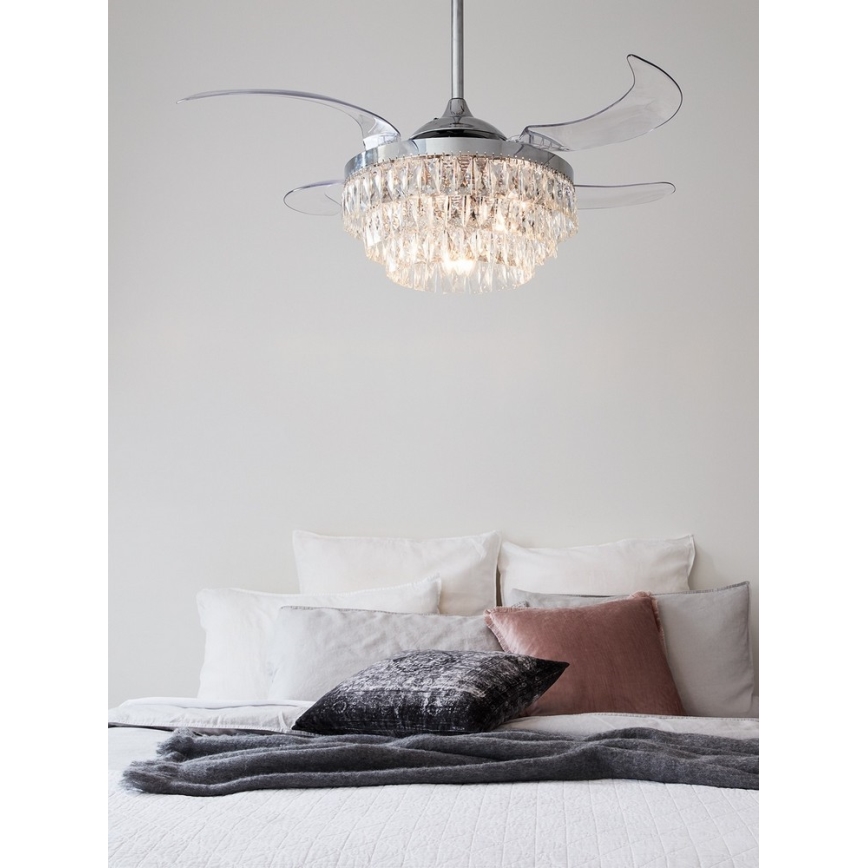 FANAWAY 212923 - Ventoinha de teto LED VEIL 6xE14/4,5W/230V cromado brilhante + comando