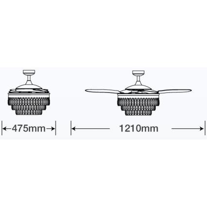 FANAWAY 212923 - Ventoinha de teto LED VEIL 6xE14/4,5W/230V cromado brilhante + comando