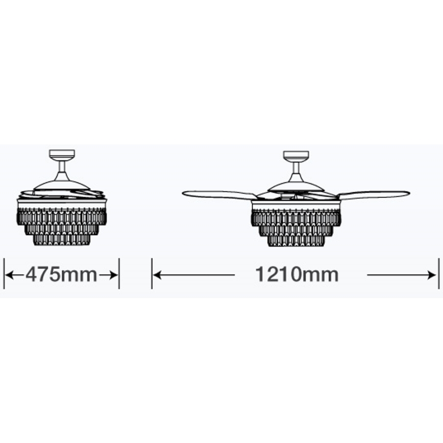 FANAWAY 212923 - Ventoinha de teto LED VEIL 6xE14/4,5W/230V cromado brilhante + comando