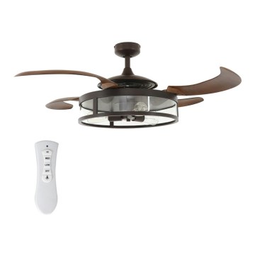 FANAWAY 212925 - Ventilador de teto LED CLASSIC 3xE27/4W/230V castanho + comando à distância