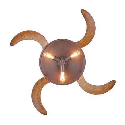 FANAWAY 212925 - Ventoinha de teto LED CLASSIC 3xE27/4W/230V castanho + comando