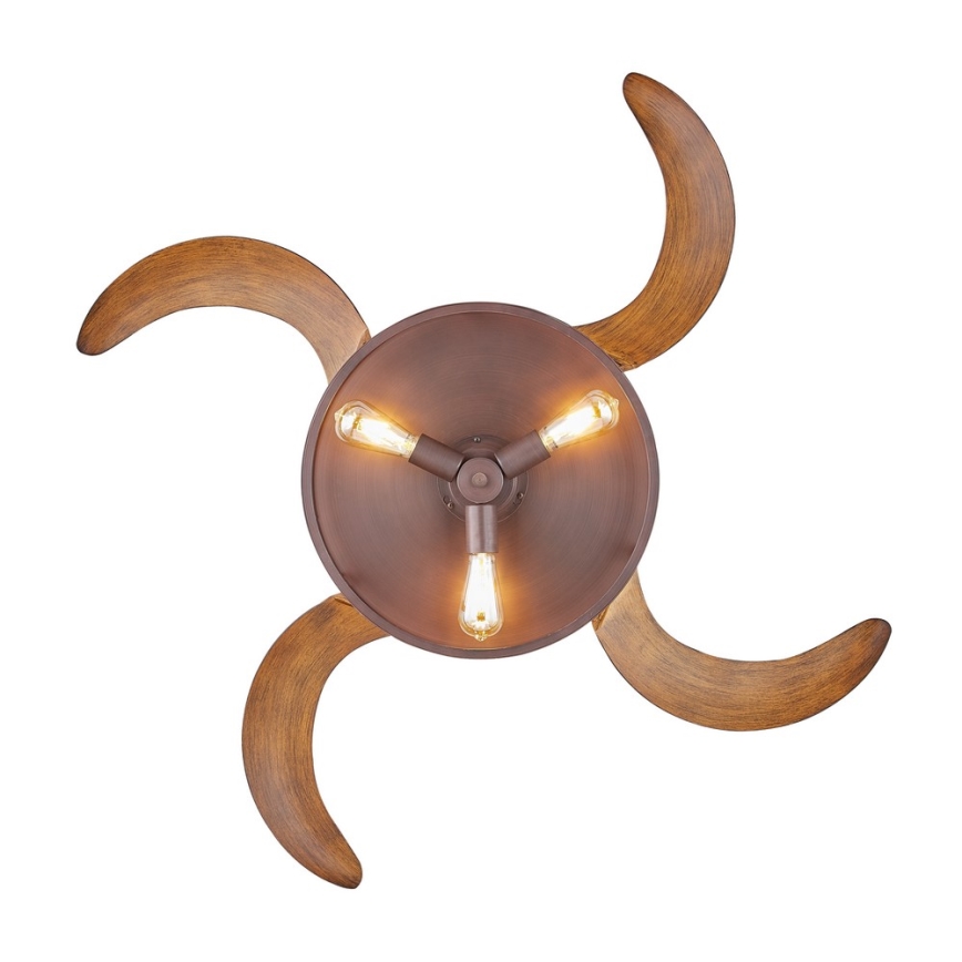 FANAWAY 212925 - Ventoinha de teto LED CLASSIC 3xE27/4W/230V castanho + comando