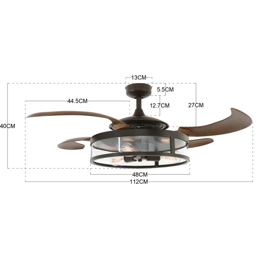 FANAWAY 212925 - Ventoinha de teto LED CLASSIC 3xE27/4W/230V castanho + comando