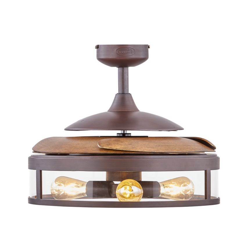 FANAWAY 212925 - Ventoinha de teto LED CLASSIC 3xE27/4W/230V castanho + comando