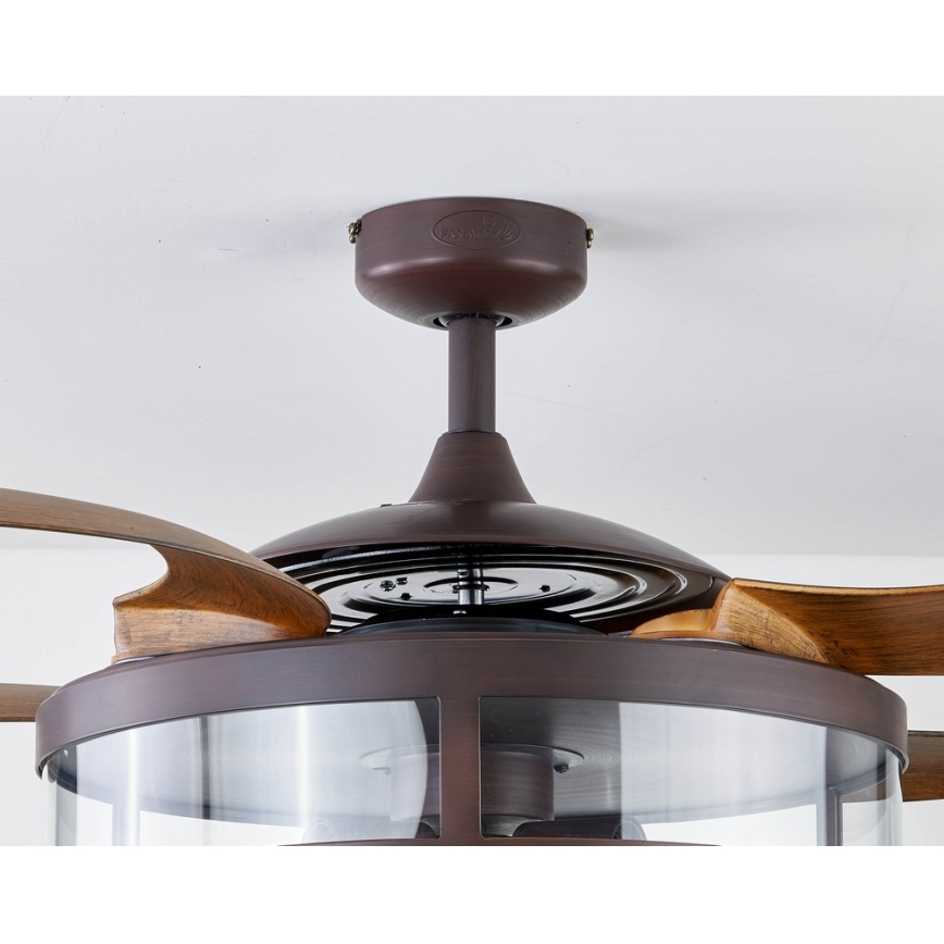FANAWAY 212925 - Ventoinha de teto LED CLASSIC 3xE27/4W/230V castanho + comando