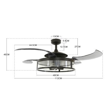 FANAWAY 212927 - Ventoinha de teto LED CLASSIC 3xE27/4W/230V preto + comando