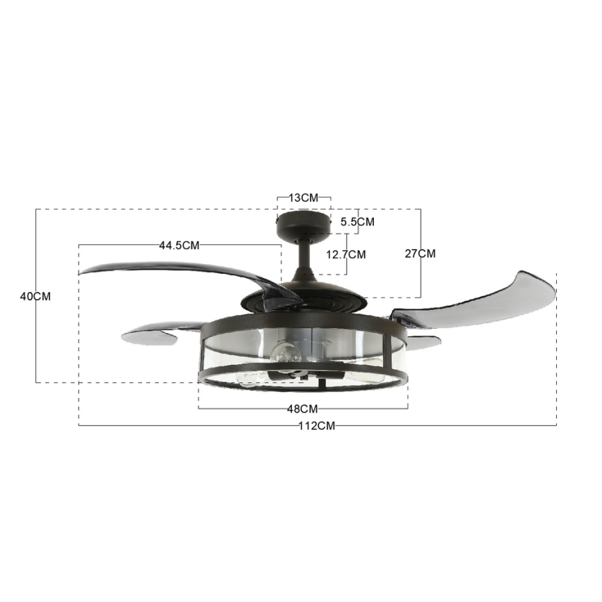 FANAWAY 212927 - Ventoinha de teto LED CLASSIC 3xE27/4W/230V preto + comando