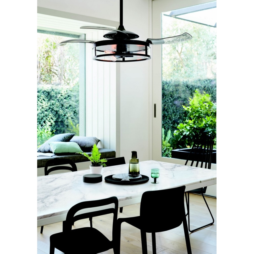 FANAWAY 212927 - Ventoinha de teto LED CLASSIC 3xE27/4W/230V preto + comando