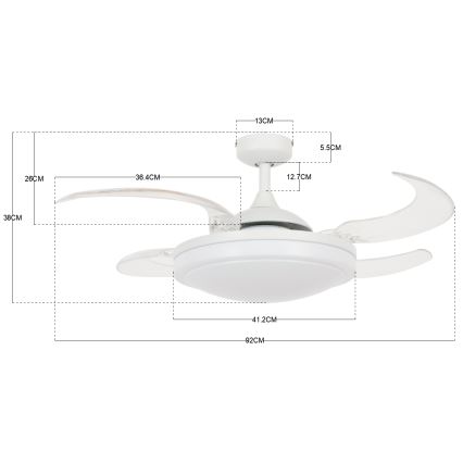 FANAWAY 212980 - Ventoinha de teto EVORA 2xE27/15W/230V branco + controlo remoto