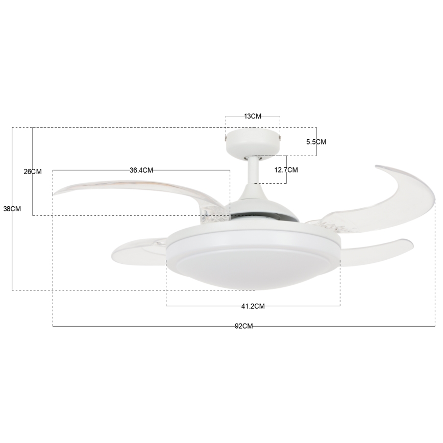 FANAWAY 212980 - Ventoinha de teto EVORA 2xE27/15W/230V branco + controlo remoto