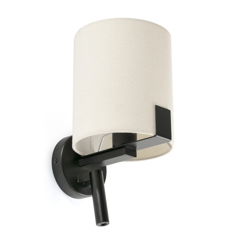 FARO 20053 - Candeeiro de parede LED NILA 1xE27/15W/230V + LED/3W creme/preto