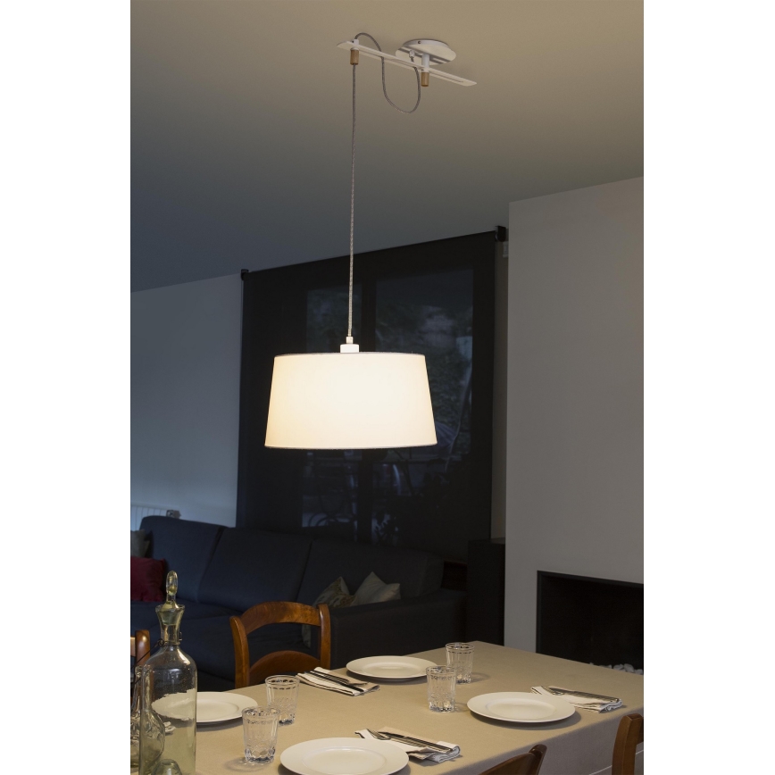 FARO 28394 - Candelabro suspenso FUSTA 1xE27/20W/230V branco