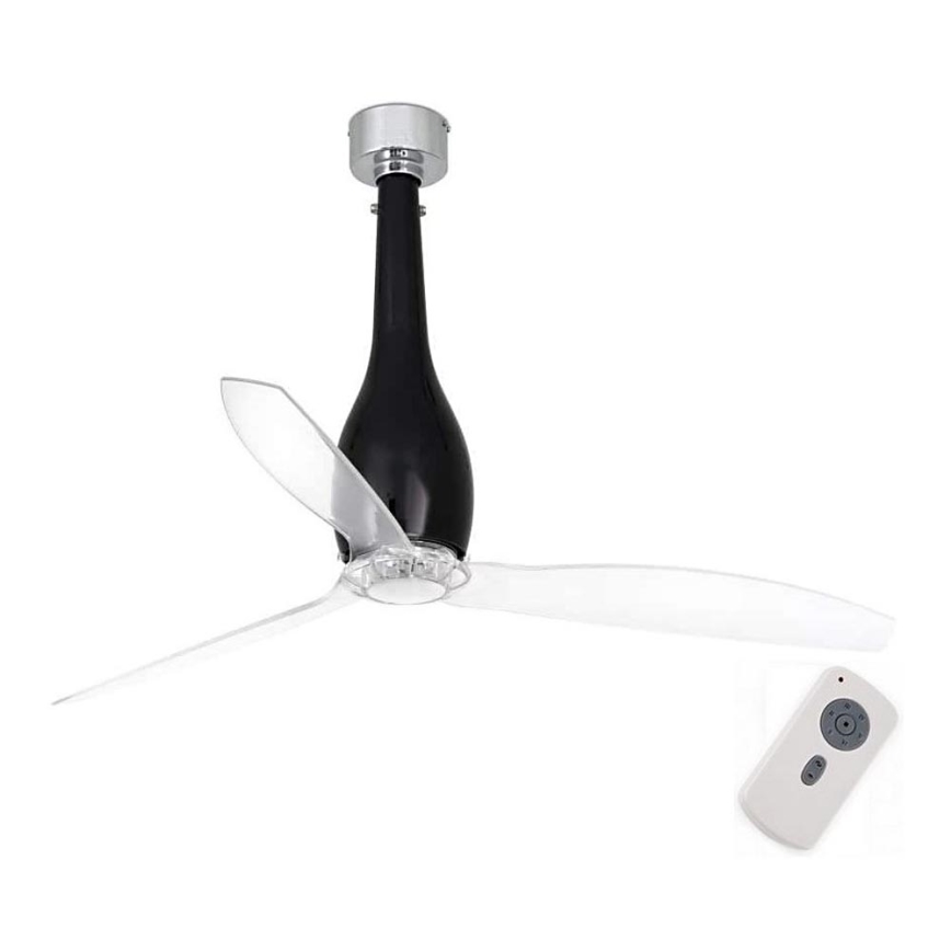 FARO 32002 - Ventoinha de teto ETERFAN preto/transparente + controlo remoto